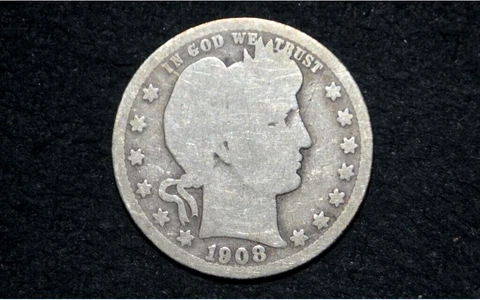 1908-O Barber Quarter * 90% Silver ** Bargain ** FREE SHIPPING Cover