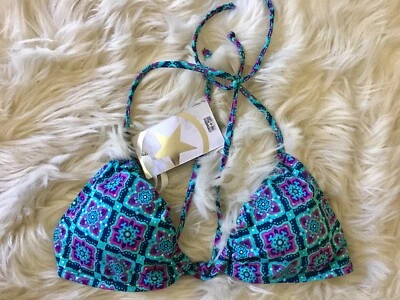 Junior’s Converse Lightly Padded Triangle Bikini Top Blue And Purple - NWT Small - Image 1 of 4