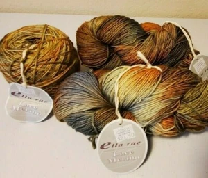 3 Hanks Ball Knitting Yarn Ella Rae Lace Merino Wool Orange Blue 100g 460 Yds ea - Picture 1 of 5