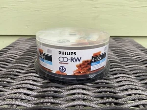 New Phillips CD-RW 700 mb 80 Min 4-12x  Rewriteable 25 Discs Spindle Case - Picture 1 of 6