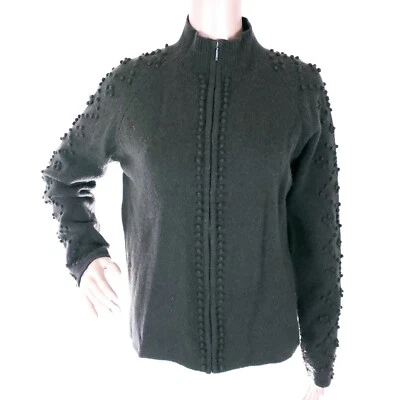 Suéter feminino Jillian Jones zíper completo 100% lã de cordeiro verde tamanho M - Imagem 1 de 4