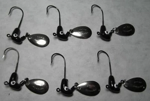 6 BLAKEMORE ROAD RUNNER BLACK SPINNER JIG HEADS/FISHING LURES 1/8oz CRAPPIE/BASS - Picture 1 of 3