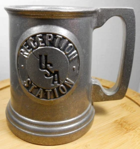 vintage metal Reception Station USA mug cup pencil holder - Picture 1 of 12