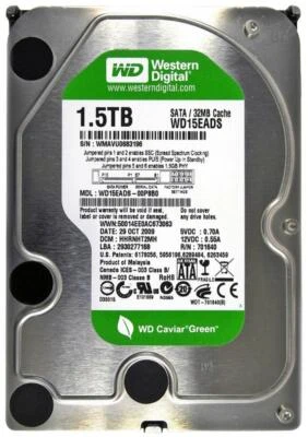 Hard Drive Western Digital 1.5TB WD15EADS SATA II 32MB Cache 7200 RPM 3.5 Inch - Image 1 of 4