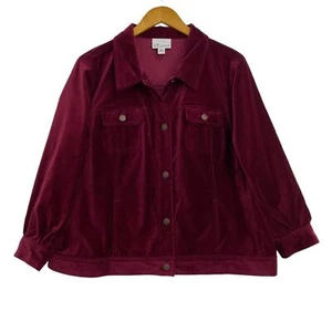 The TOG Shop Jacke Damen XL rot Samtimitat Knopfleiste Langarm Taschen - Bild 1 von 12