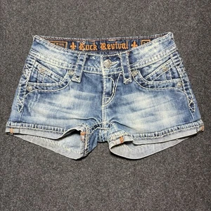 Rock Revival Shorts Y2K Low Rise Damen 24 Micro Embroidered Buckle Vintage - Bild 1 von 9