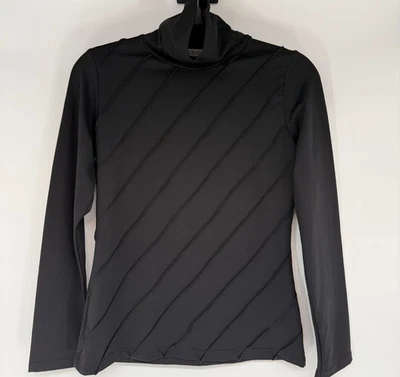 Ivan Grundahl Copenhagen Turtleneck Top Women S Black Diagonal Stitch Minimalist - Image 1 of 4