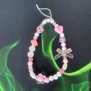 Accessori Charm Telefono Fiocco Fragola Perline Rosa per Donna e Ragazzo - Foto 1 di 2