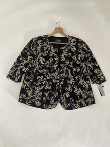 Alex Evenings Wrap *Jacket ONLY* 3X Gold Metallic Black Blazer NWT Travel Formal - Picture 1 of 9
