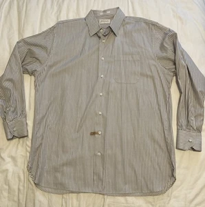 John W. Nordstrom Men’s 17-35 Dress Shirt White Light Grey Striped 100% Cotton - Picture 1 of 8