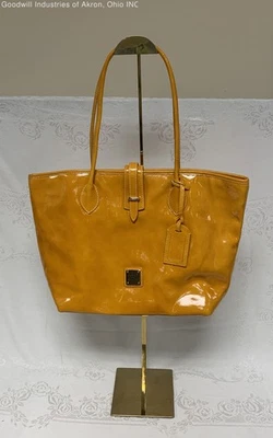 Dooney & Bourke Orange Patent Leather Tote Bag Silver Hardware COA - Image 1 of 4