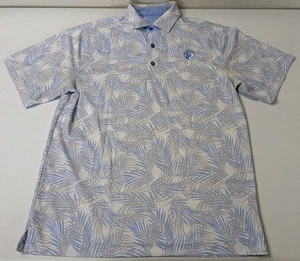 Bermuda Sands Polo Golf Shirt Men's M Blue Gray Leaf Pattern Short Sleeve - Picture 1 of 5