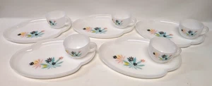 VTG MCM Federal Glass Company 1950s Atomic Flower Patio Snack Set of 5 - Picture 1 of 7