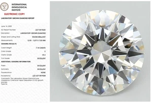 7.18 Round Lab Grown Diamond Engagement Ring IGI Certify E VS2 - Picture 1 of 9