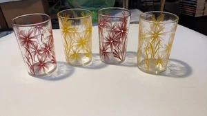 Swanky Swigs Kornblume #2 Kraft 2x rot 2x gelb 4oz 3,5" Saftgläser 1930-60 - Bild 1 von 13