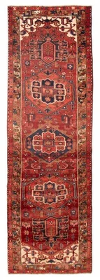 Vintage Hand-knotted Runner Rug 3'3" x 10'10" Traditional Oriental Wool Carpet - Image 1 of 4