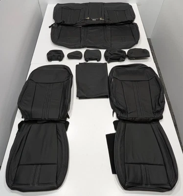 For Ford Ranger Crew Cab XLT XL STX 2019-2023 Black Leather Seat Covers W149 - Image 1 of 4