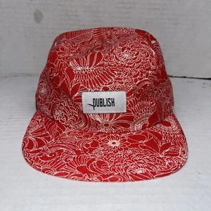Publish 5 Panel Hat Strapback Cap Flower Floral Pattern Orange White Streetwear - Picture 1 of 7