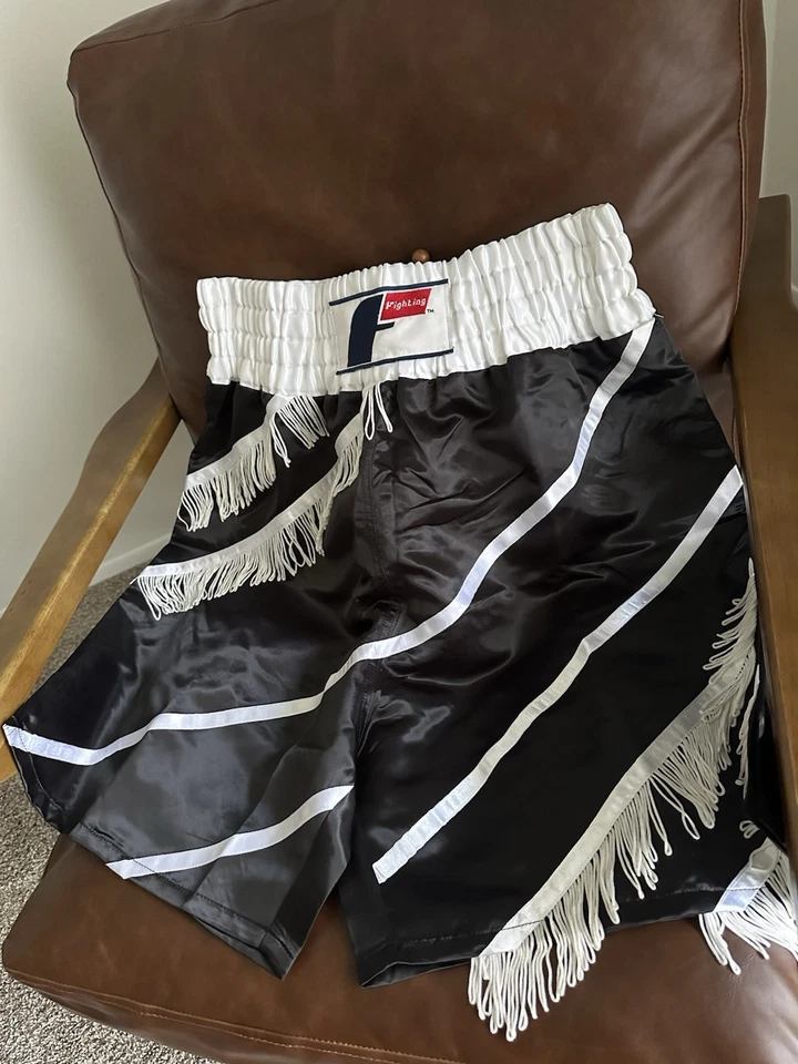 FIGHTING brand BOXING SHORTS Size XXL Black & White With EXTRA DETAIL & STYLE - Image 1 of 4