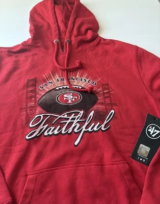 San Francisco 49ers Faithful 47 Marca Manga Larga Hombre Grande Sudadera con Capucha Roja Nueva con Etiquetas Foto 1 de 4