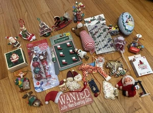 Lot Christmas Ornaments Decor Pins Santa Junk Drawer Holiday Crafts Rudolph - Picture 1 of 11