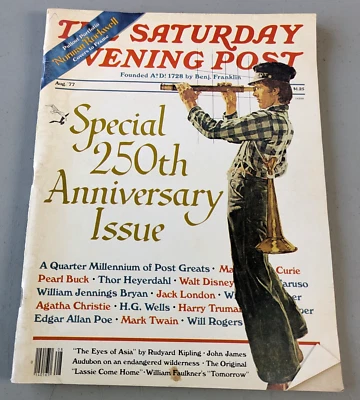 Saturday Evening Post Aug 1977 250th Anniversary Issue Edgar Allen Poe, Rockwell Foto 1 de 4
