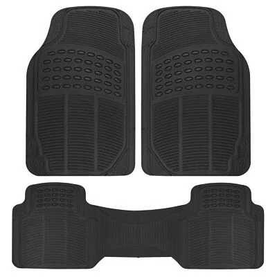 Heavy Duty Black All Weather 3-Piece Floor Mats-Universal Fit Car Truck SUV - Image 1 of 4