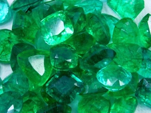 Genuine Natural Colombia Green Emerald Mix Cut Loose Gemstone Lot - Picture 1 of 22
