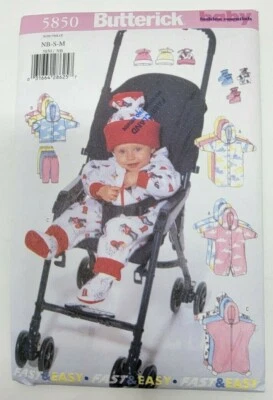 Butterick Baby Infant 5850 Jacket Bunting Leggings Hat Booties Sew Pattern NB-M - Image 1 of 3