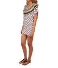 Trina Turk Kon Tiki White Print Tunic Swim Cover Up size L NWT Beach Mini Dress