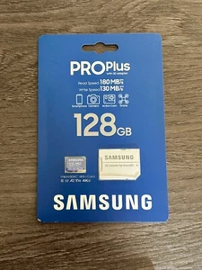 Samsung PRO PLUS 128GB microSD card 180MBs U3 V30 A2 + adapter 4K  - *BRAND NEW* - Zdjęcie 1 z 2