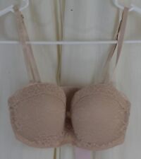 Marks & Spencer Women's Louisa Lace Padded Bandeau Strapless Bra Almond Size 30C