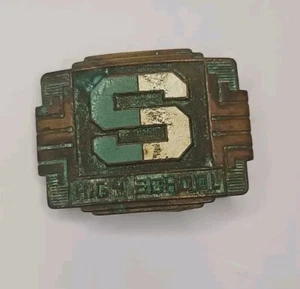 Vintage "S" 1940's High School Invisible Automatic Giant Grip Brass Belt Buckle - Picture 1 of 4