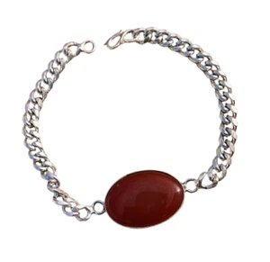 Exclusive Red Onyx Gemstone 925 Sterling Silver Plated Bracelet For Men Jewelry - Picture 1 of 4