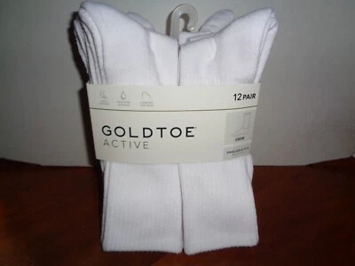 Calcetines activos GOLDTOE para hombre soporte para el arco y absorción de humedad 12 pares 6-12,5 blancos Foto 1 de 3
