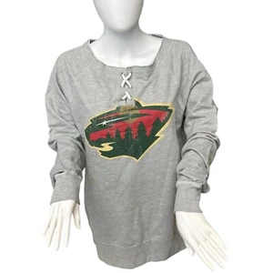 Minnesota Wild Sweatshirt Jersey Women’s Hockey Medium NHL gray with big logo - Picture 1 of 10