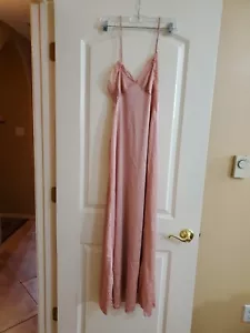 Vintage Blanche by Ralph Montenero Size Small Pink Satin Long Nightgown - Picture 1 of 9