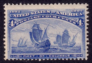 US Scott 233, 1893 Fleet of Columbus, 4c ultramarine, NH MINT - Picture 1 of 1