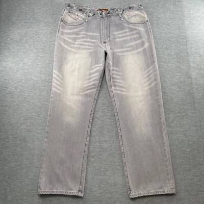 Antigo Jeans Akademiks Masculino 40x32 Cinza Baggy Hip Hop Perna Larga Y2K Baggy Grunge - Imagem 1 de 4