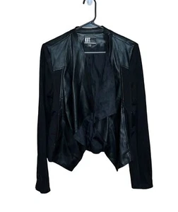 Women’s Kut from the Kloth black faux leather open front moto jacket casual fall - Picture 1 of 8