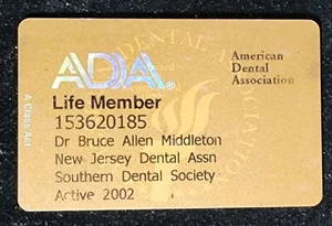 Tarjeta de membresía de la Asociación Dental Americana de ADA. Nuestro T7352 - Imagen 1 de 4