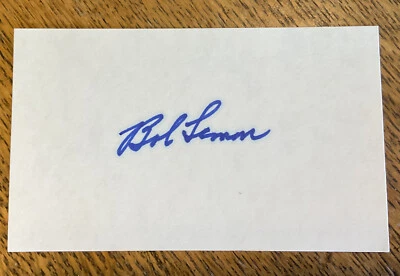 Bob Lemon Signed 3x5 Index Card Autographed Baseball Hall of Fame HOF - Image 1 of 2