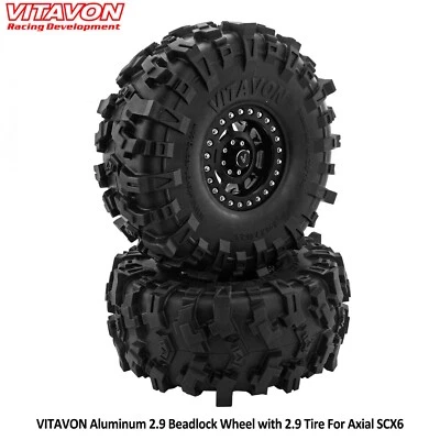 Vitavon Aluminum 2.9 Beadlock Wheel With 2.9 Tire For Axial SCX6,Sells as a pair - Image 1 of 4