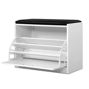 Artiss Shoe Cabinet Bench Shoes Storage Rack Organiser Drawer White 15 Pairs - Picture 1 of 8