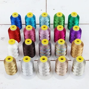 METALLIC EMBROIDERY THREAD SETS - 500M - 40WT - FITS BROTHER BERNINA - THREADART - Picture 1 of 13