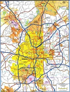 Atlanta Georgia MAP POSTER PICTURE PHOTO PRINT Road City County USA ATL - Picture 1 of 1