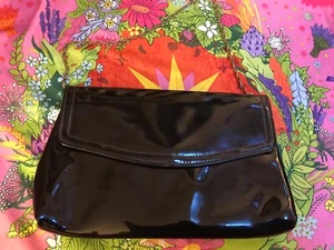 Vintage Abendtasche 1960er HL USA 🌸 Lack Schwarz Goldkette Flapbag 🌸 Made USA - Bild 1 von 10