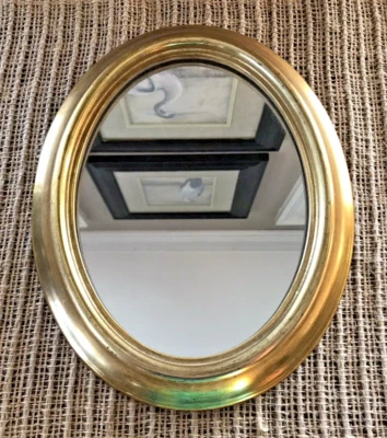 Ethan Allen Oval Gold Tone Accent Mirror 9.5"x7.5" #074623 - Image 1 of 4