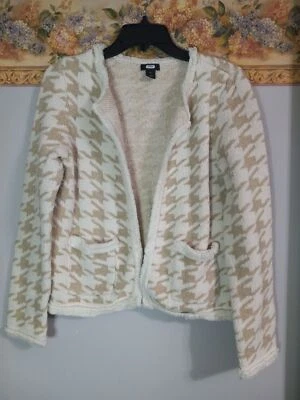 Chaqueta Blazer Halógena Mediana Pata de Gallo Abierta Beige Tejida Informal Ocasión de Negocios Foto 1 de 4