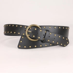 Bid Size S for Black Women's Rivet Buckle PU Punk Style Belt - Picture 1 of 5